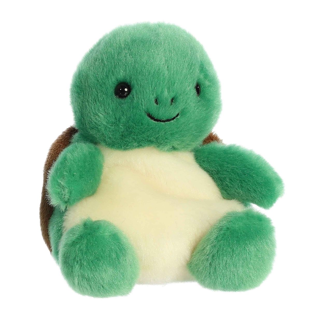 Aurora Palm Pals Honu 5-inch Sea Turtle plush stuffed toy sitting forward with a green body and cream belly.