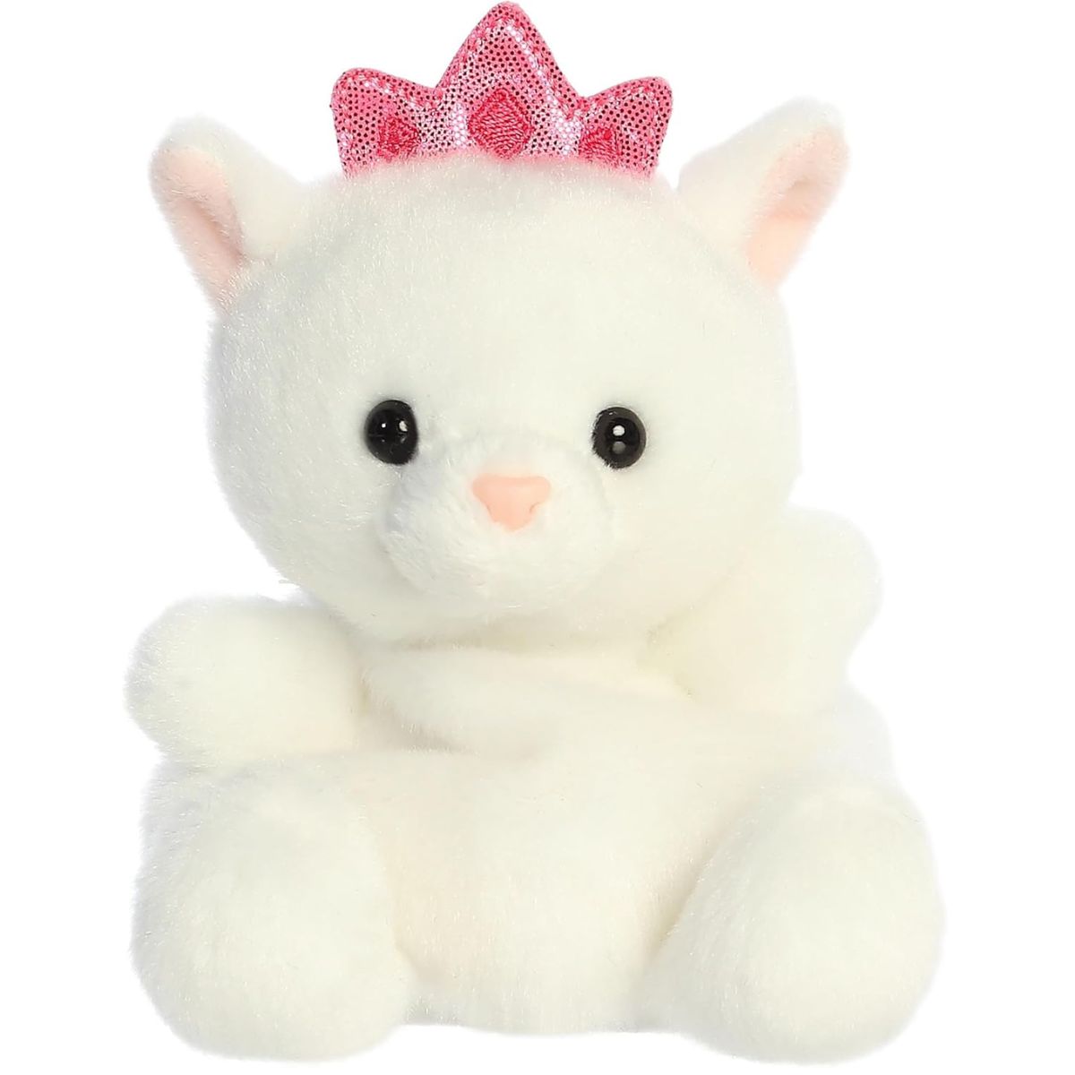 A close-up front portrait thumbnail of the white Princess Kitty plush showing its black eyes, pink nose, and glittery pink crown.