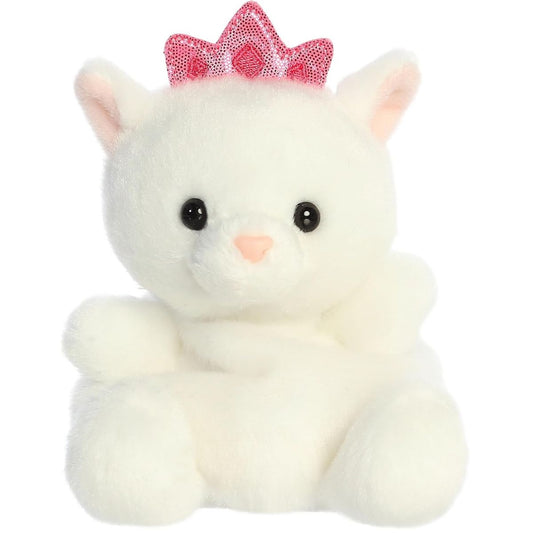 A close-up front portrait thumbnail of the white Princess Kitty plush showing its black eyes, pink nose, and glittery pink crown.