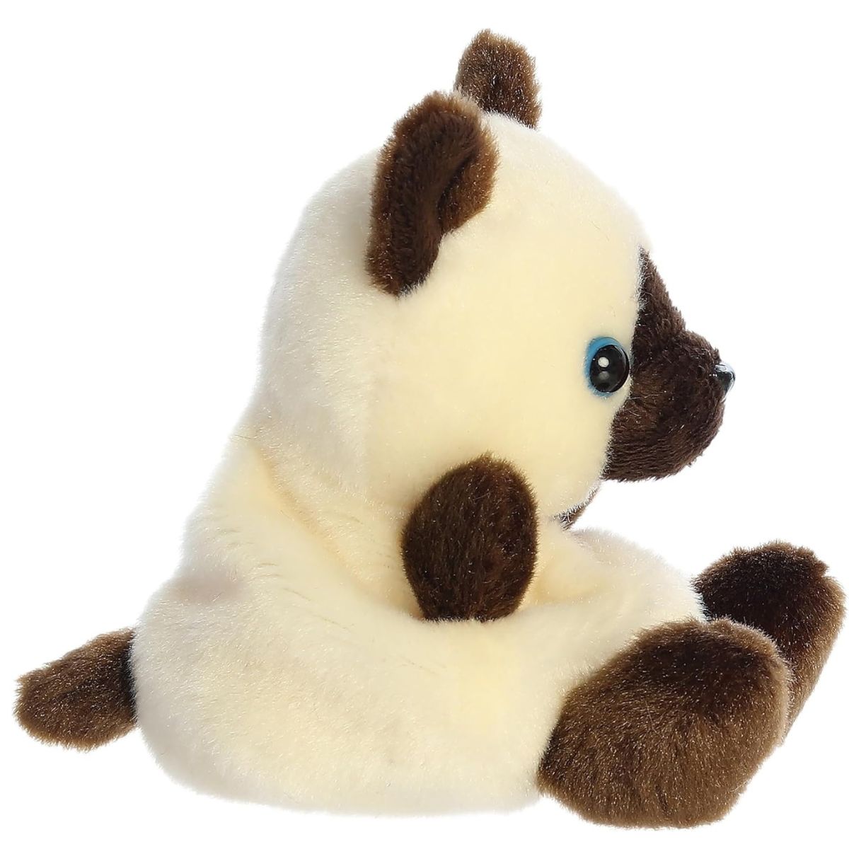 The right side profile thumbnail of the sitting cream Siamese plush highlighting its rounded back, dark brown paws, and pointed tail.