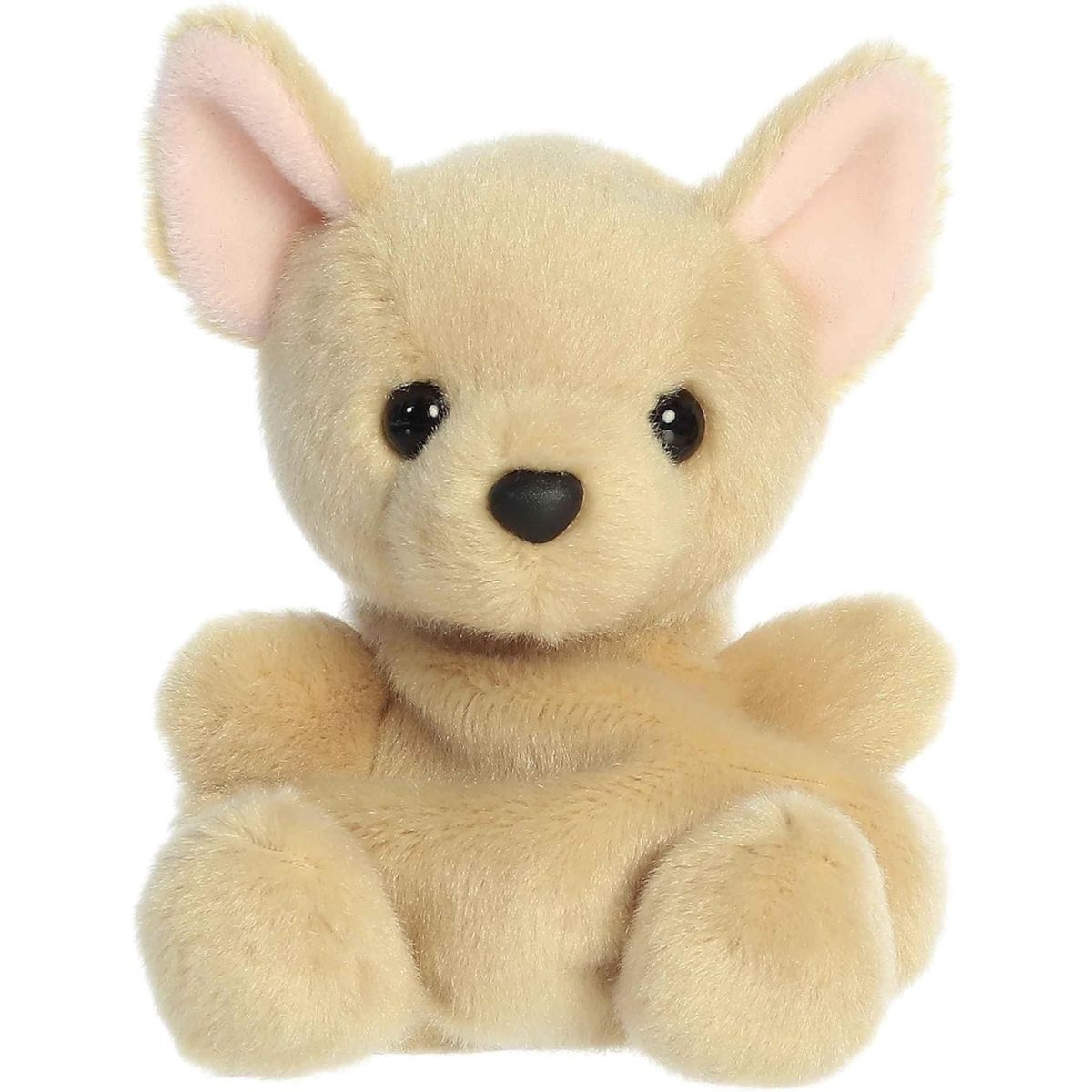A close-up front portrait thumbnail of the Cookie Chihuahua plush showing its dark button eyes, black nose, and pink-lined ears.
