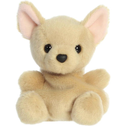 A close-up front portrait thumbnail of the Cookie Chihuahua plush showing its dark button eyes, black nose, and pink-lined ears.