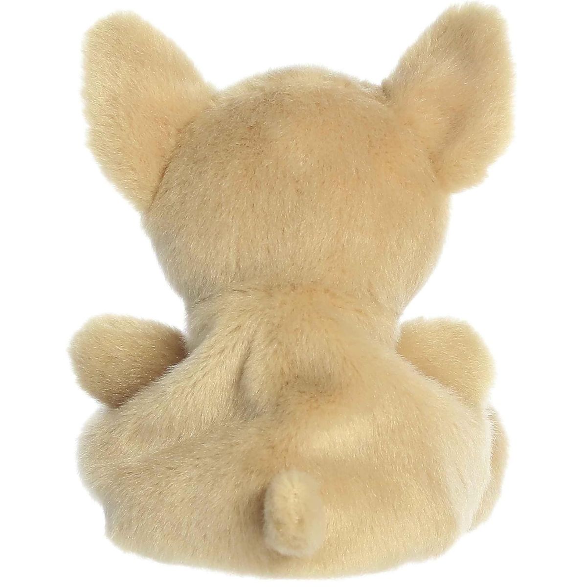 The rear thumbnail view of the tan Aurora pet plush dog displaying its smooth coat backing and upright ears from behind.