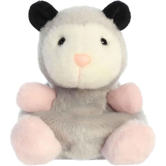 A close-up front portrait thumbnail of the Sherri Opossum plush showing its friendly dark eyes, pink nose, and small pink paws.