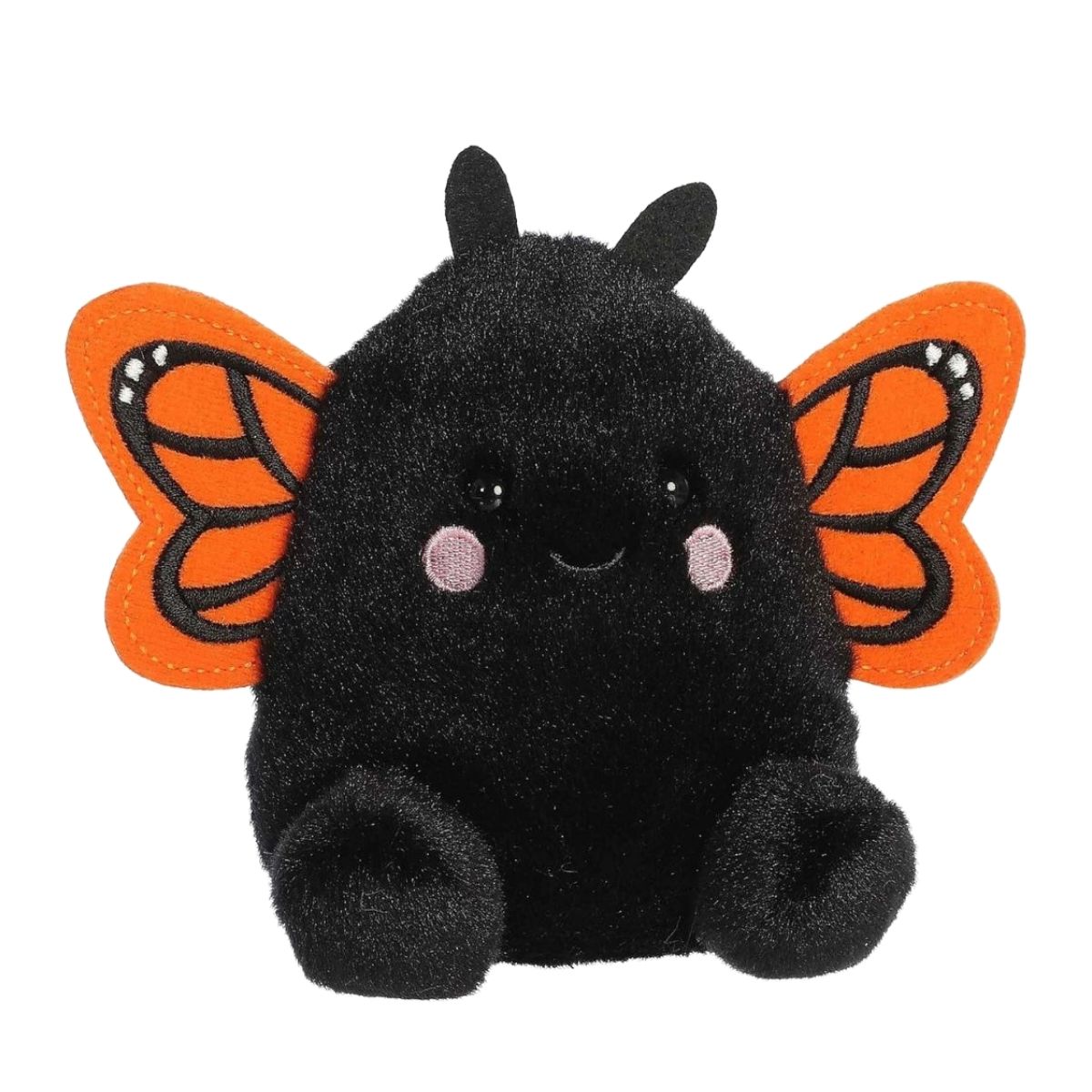 A close-up front portrait thumbnail of the Reyna Butterfly plush showing its tiny black antennae, pink cheeks, and smile.