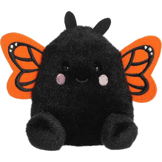 Aurora Palm Pals Reyna 5-inch Monarch Butterfly plush stuffed toy sitting forward with a black body and vibrant orange wings.