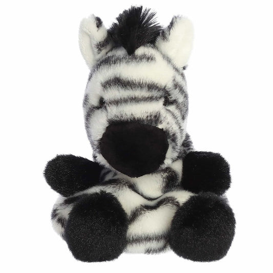 A direct front close-up shot of the mini Grevy Zebra plush showing its sweet face and velvety black muzzle.