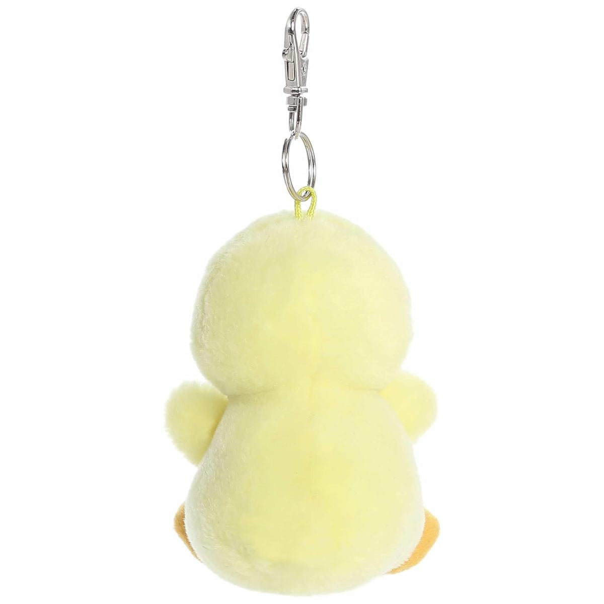 Close up of the premium metal clip on the Betsy Chick Palm Pal toy attached to a bag or strap.