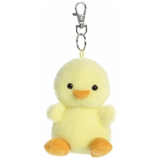 Aurora Palm Pals Betsy Chick 4-inch clip-on soft plush stuffed animal with metal keychain.