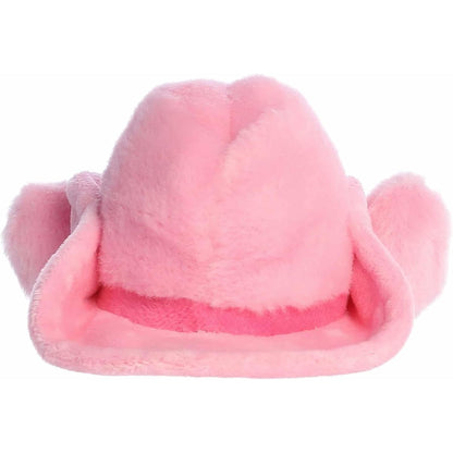 The rear thumbnail view of the pink Aurora western hat stuffed toy displaying its smooth plush back panel and clean magenta band stitching.