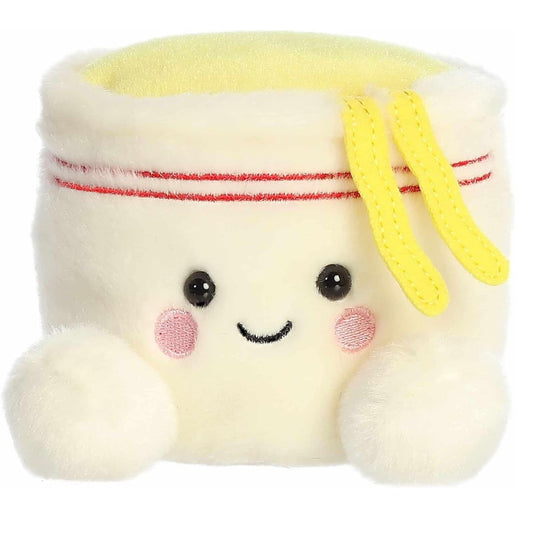 A close-up front portrait thumbnail of the Dashi Cup Ramen plush highlighting its sweet smiling mouth, blushing cheeks, and two white feet.