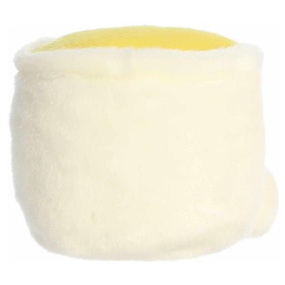 The rear thumbnail view of the cream-colored Aurora noodle cup stuffed toy displaying its clean plush back and twin red stitched lines around the upper rim.