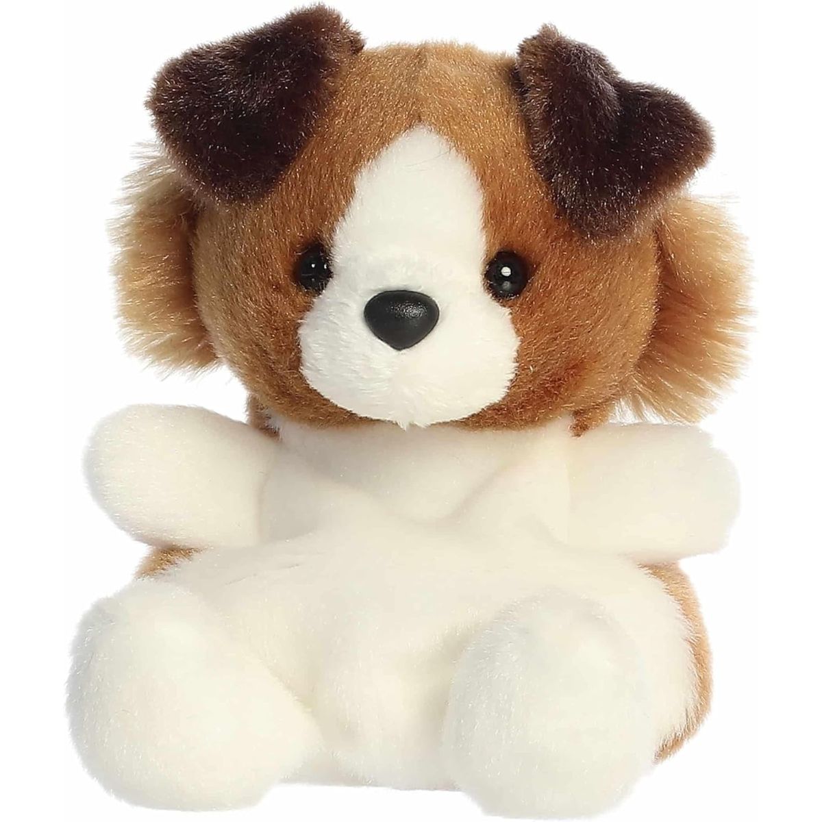 A direct front close-up thumbnail of the Fia Sheltie dog plush showcasing its sweet black nose and white furry chest.