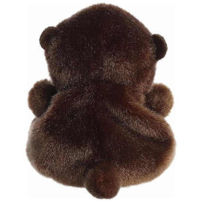 Direct back view of the cuddly brown Palm Pals otter stuffed animal showing its continuous brown fur and tail.