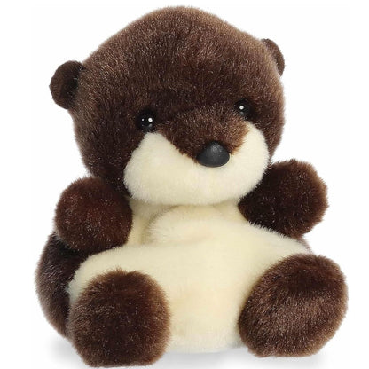 Angled front view of the soft brown Palm Pals otter plush sitting upright.