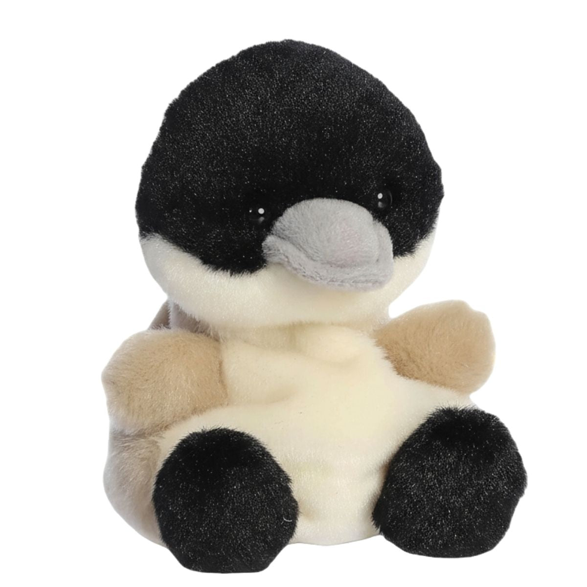 Aurora Palm Pals Alberta 5-inch Canadian Goose plush stuffed toy sitting forward with a black head, grey beak, and cream body.