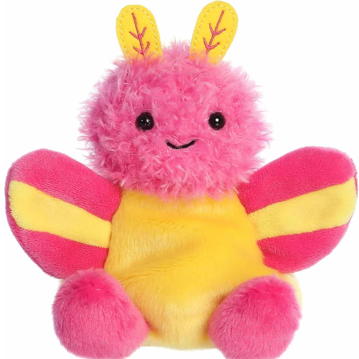 A close-up front portrait thumbnail of the Astrid Rosy Maple Moth plush showcasing her sweet smiling face and pink-and-yellow striped wings.