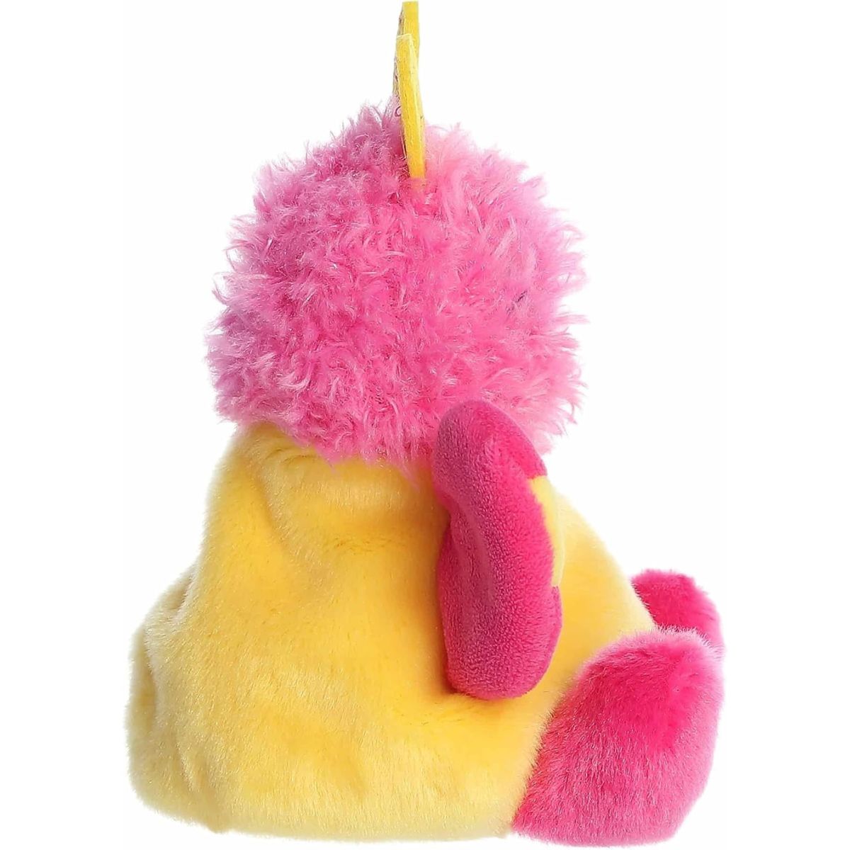 The right side profile thumbnail of the sitting moth plush highlighting her plump yellow body shape and pink wing profile.