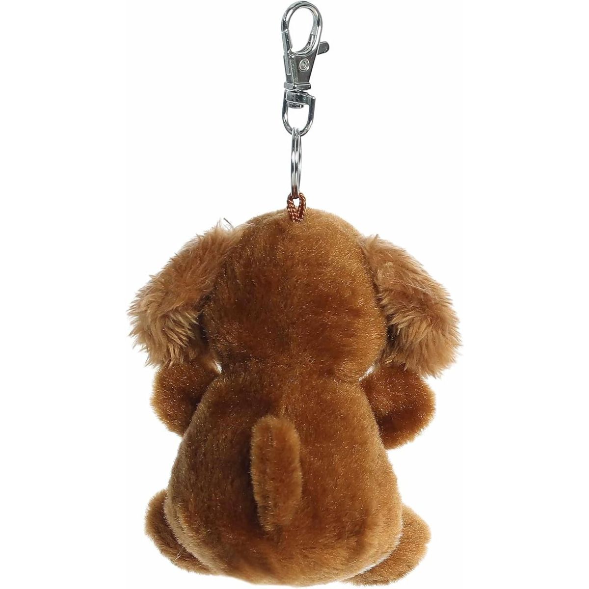 Back view of the Aurora spaniel dog clip-on showcasing its soft brown plush back and tiny tail.