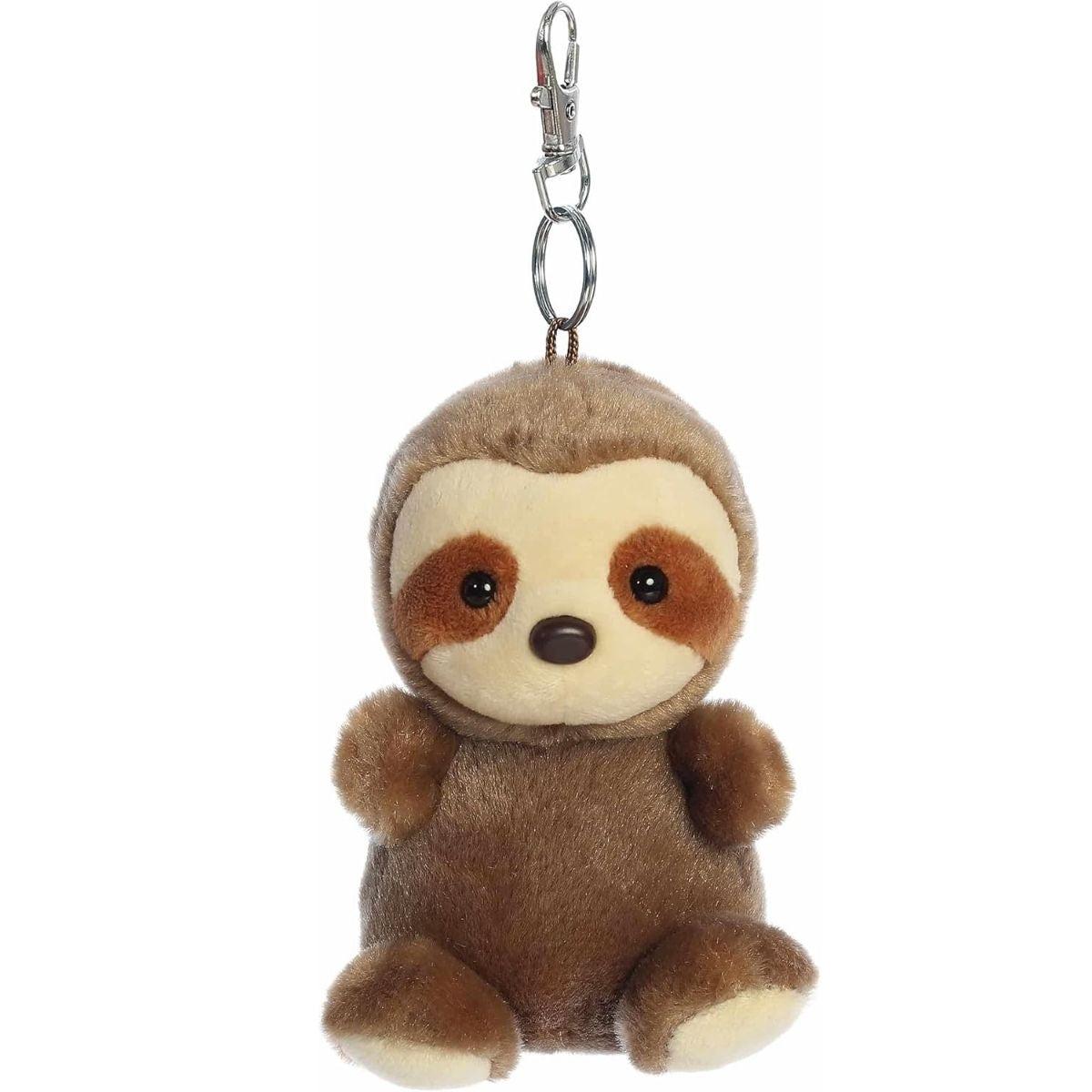 Aurora Palm Pals Slomo Sloth 4-inch clip-on soft plush stuffed animal with metal keychain.