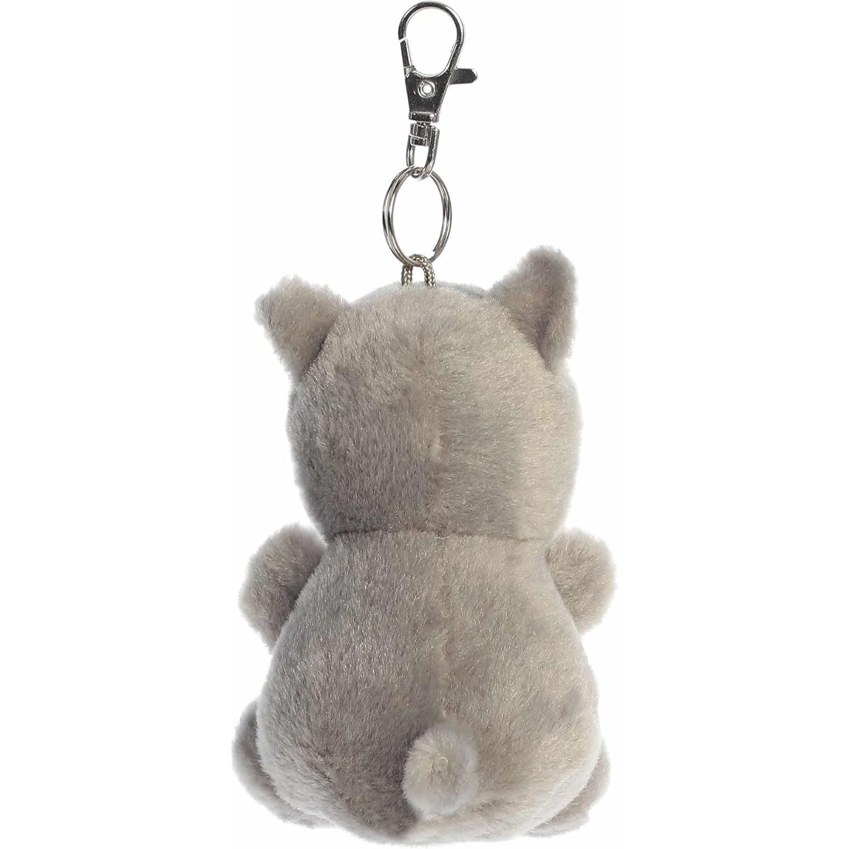 Back view of the Aurora husky clip-on showcasing its soft grey plush back and tiny tail.