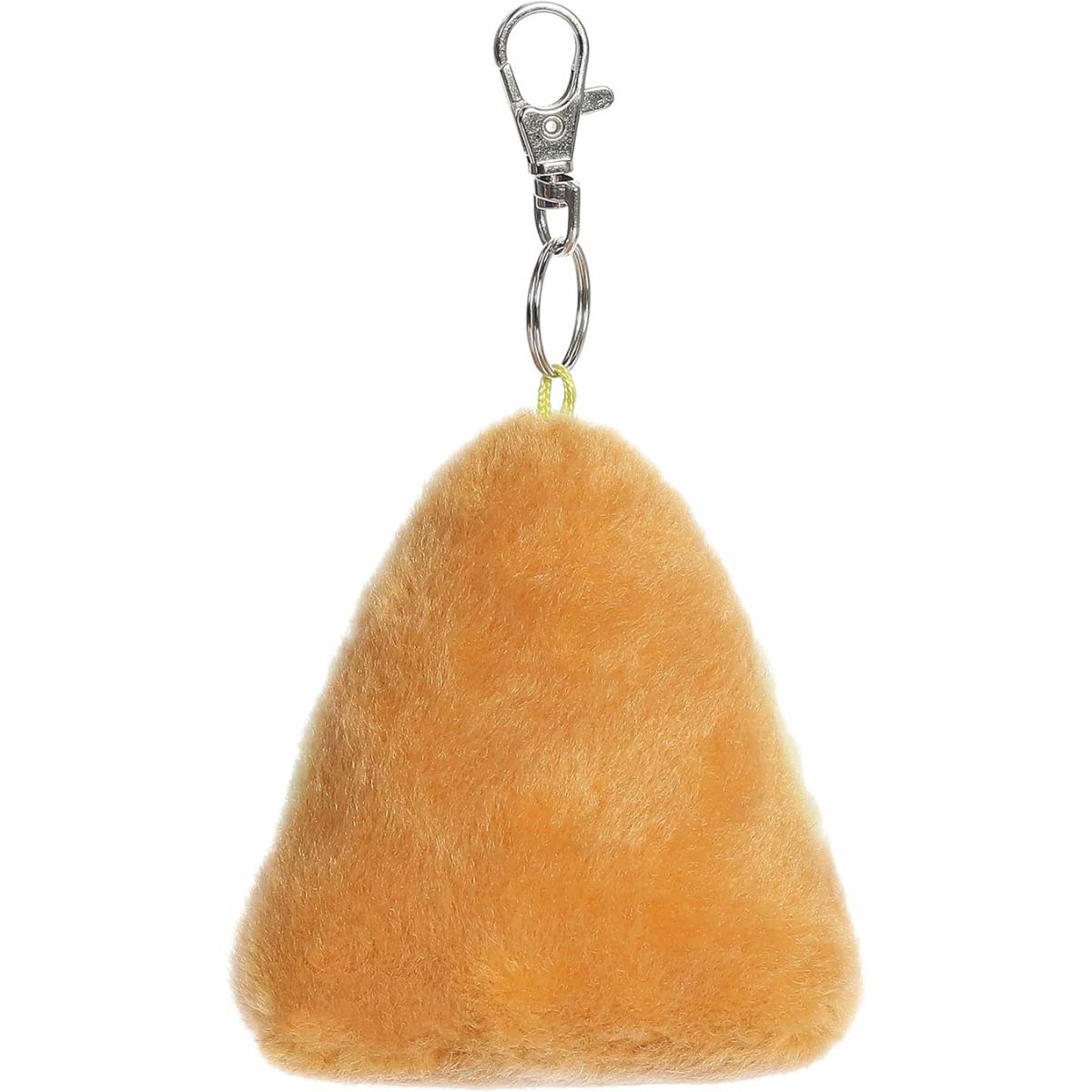 Back view of the Aurora pizza slice clip-on showcasing its soft, solid brown plush crust texture.