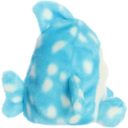 Side profile of the Aurora Palm Pals Dottie Whale Shark plush highlighting its top dorsal fin and side fins.