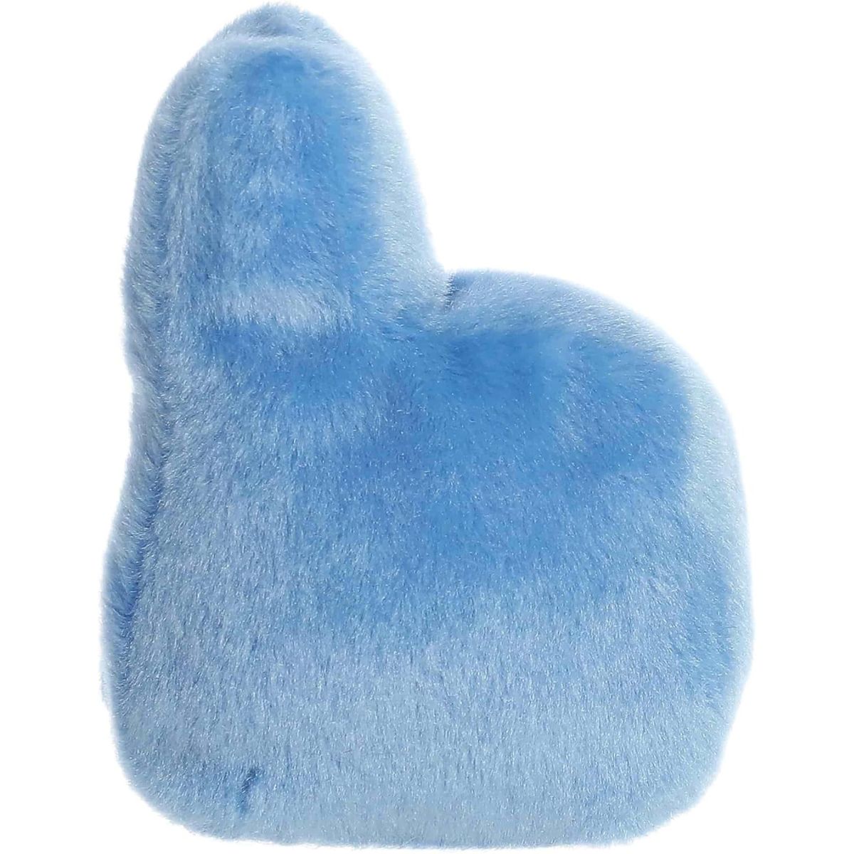 Back view of the Aurora foam finger plush showcasing its soft, solid blue plush texture.