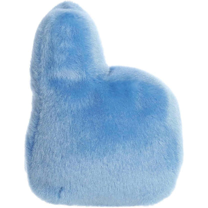 Back view of the Aurora foam finger plush showcasing its soft, solid blue plush texture.