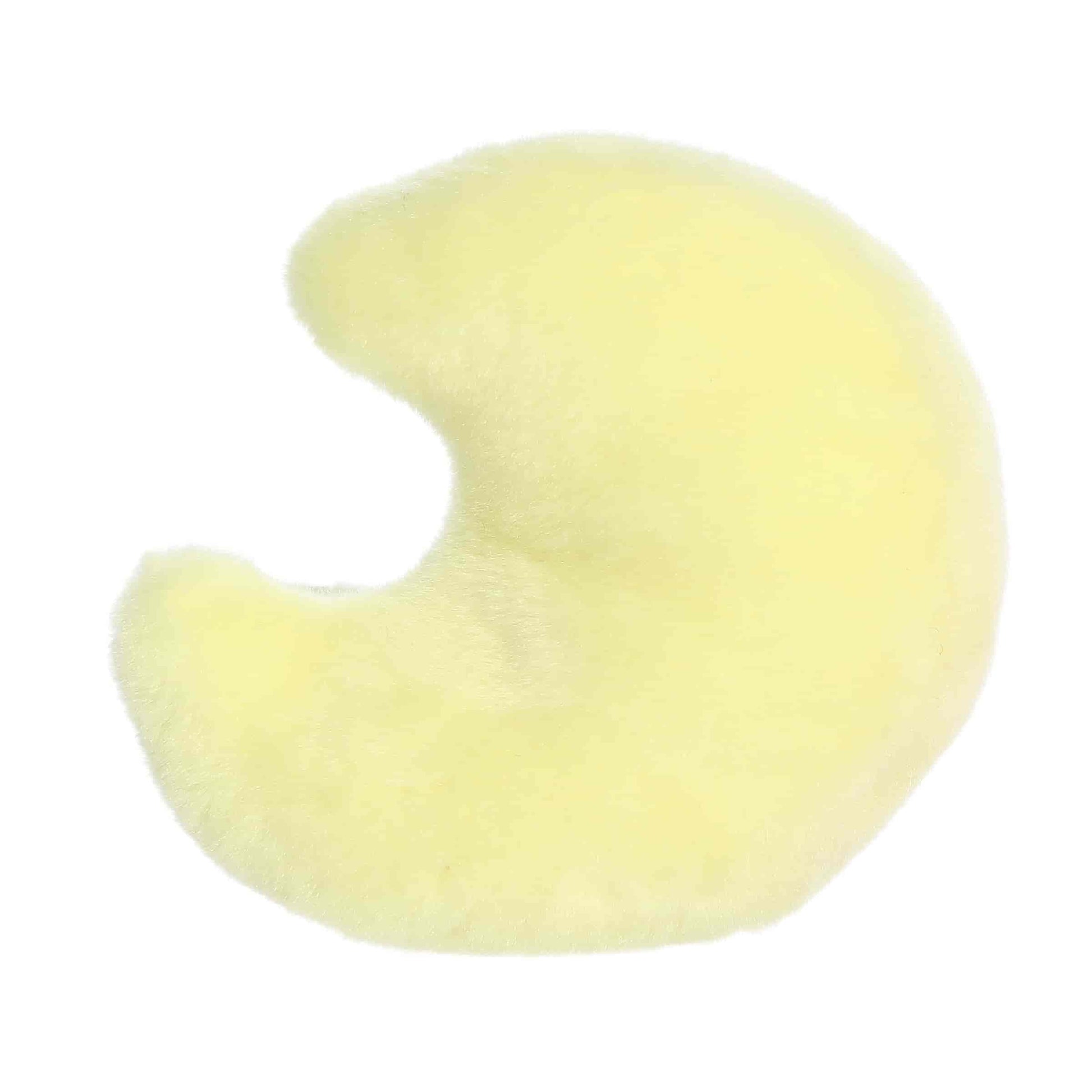 Direct back view of the cuddly yellow Palm Pals moon stuffed animal.