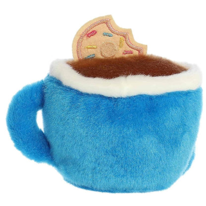 Back view of the cuddly blue Palm Pals coffee cup stuffed toy showing the plain back of the donut.