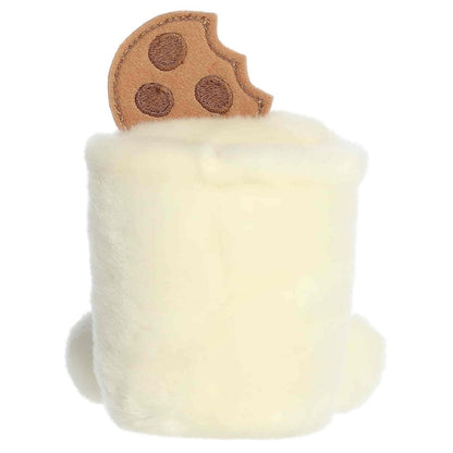 Direct back view of the cuddly white Palm Pals milk and cookies stuffed animal.