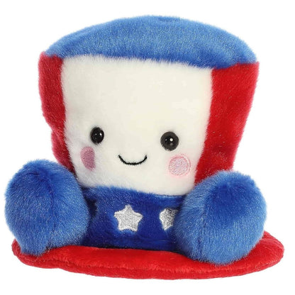Slightly angled view of the cheerful Palm Pals Freedom Hat plush sitting upright.