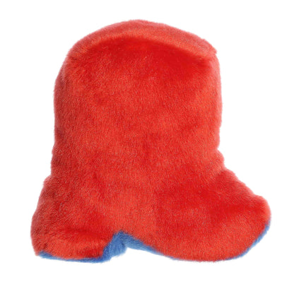 Back view of the Aurora patriotic boot plush showcasing its soft, solid red plush texture.