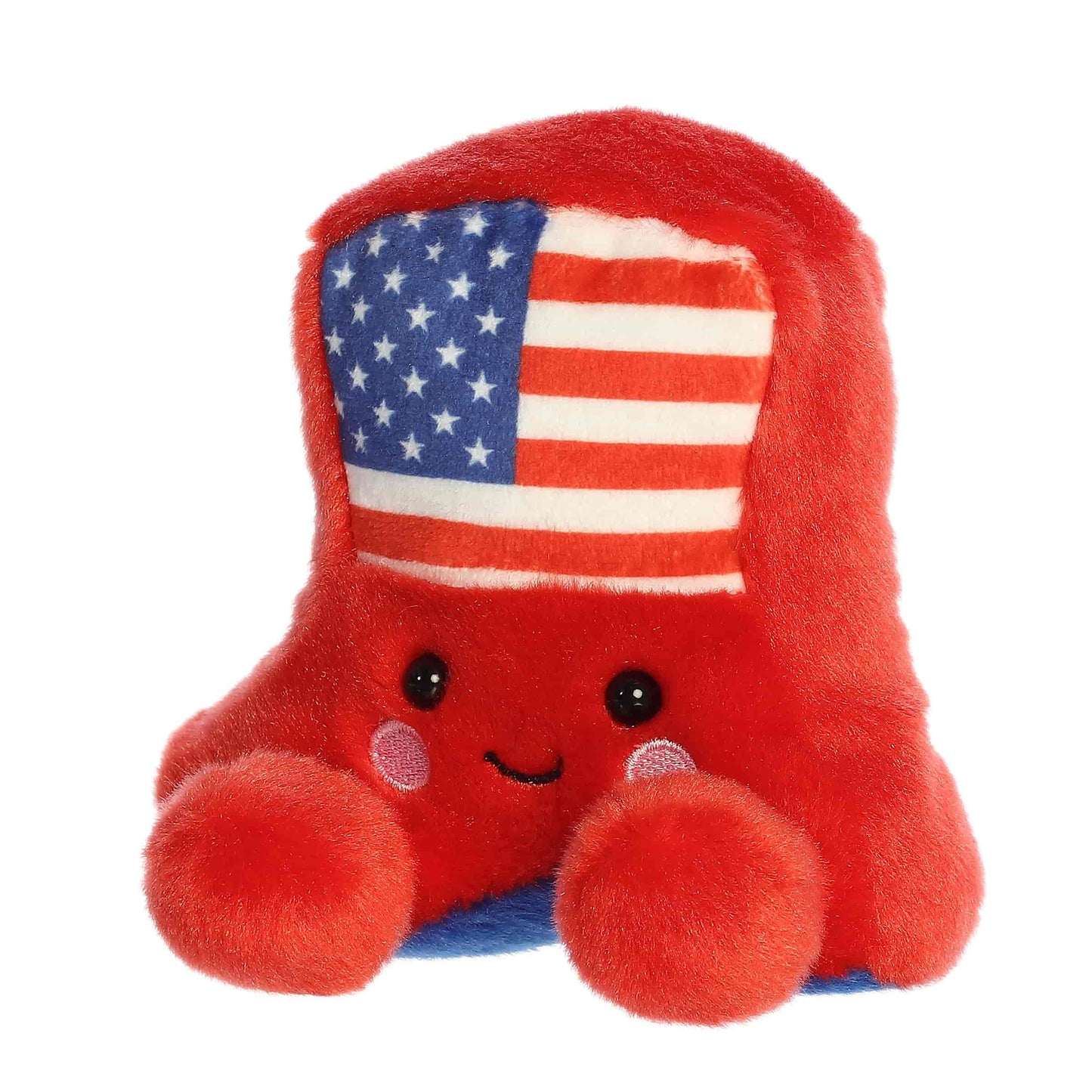 Sizing graphic showing the 5-inch Palm Pals Stripes Cowboy Boot plush sitting perfectly in the palm of a hand to demonstrate its small scale.