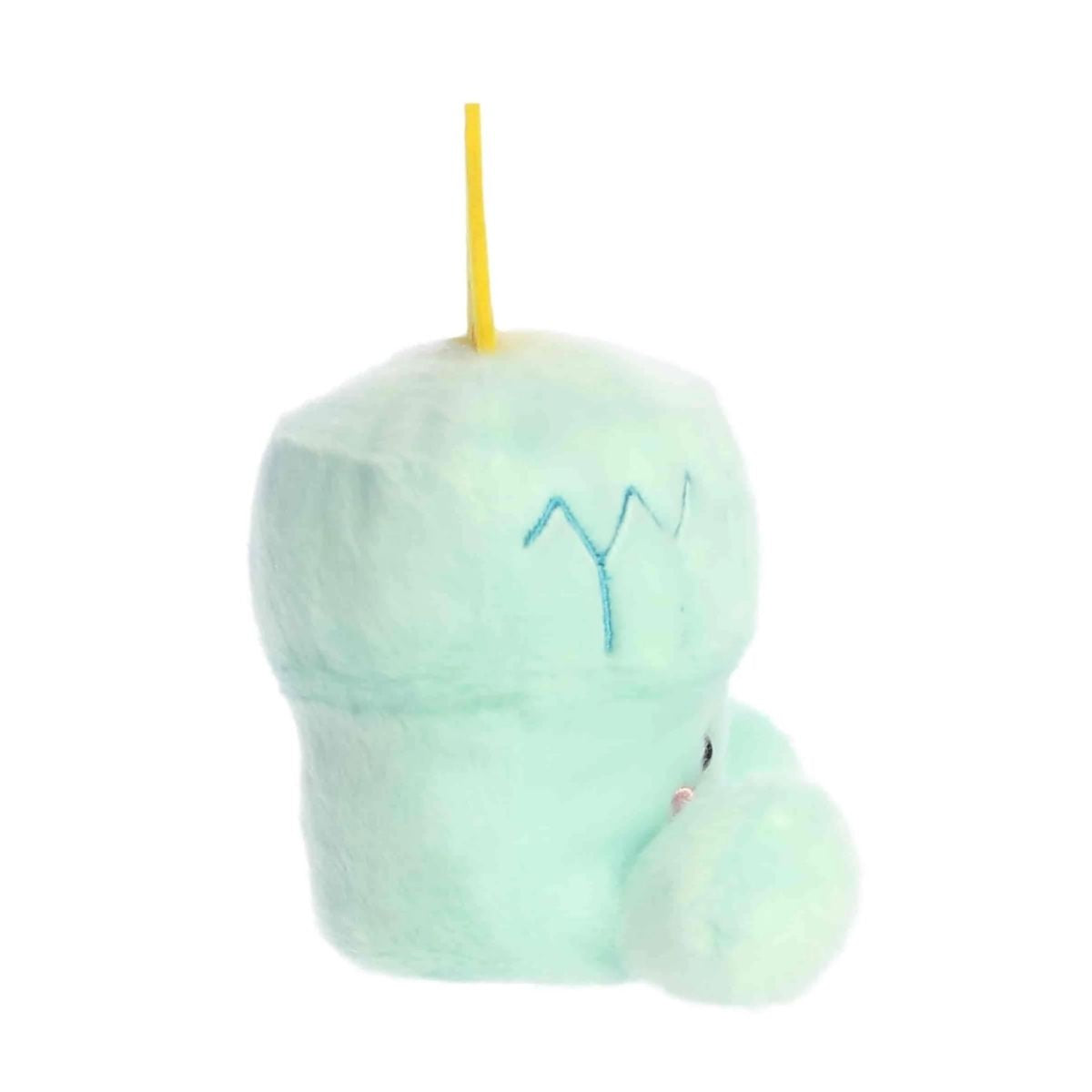 Side profile of the Aurora Palm Pals Republic Torch plush highlighting its flame and round base.