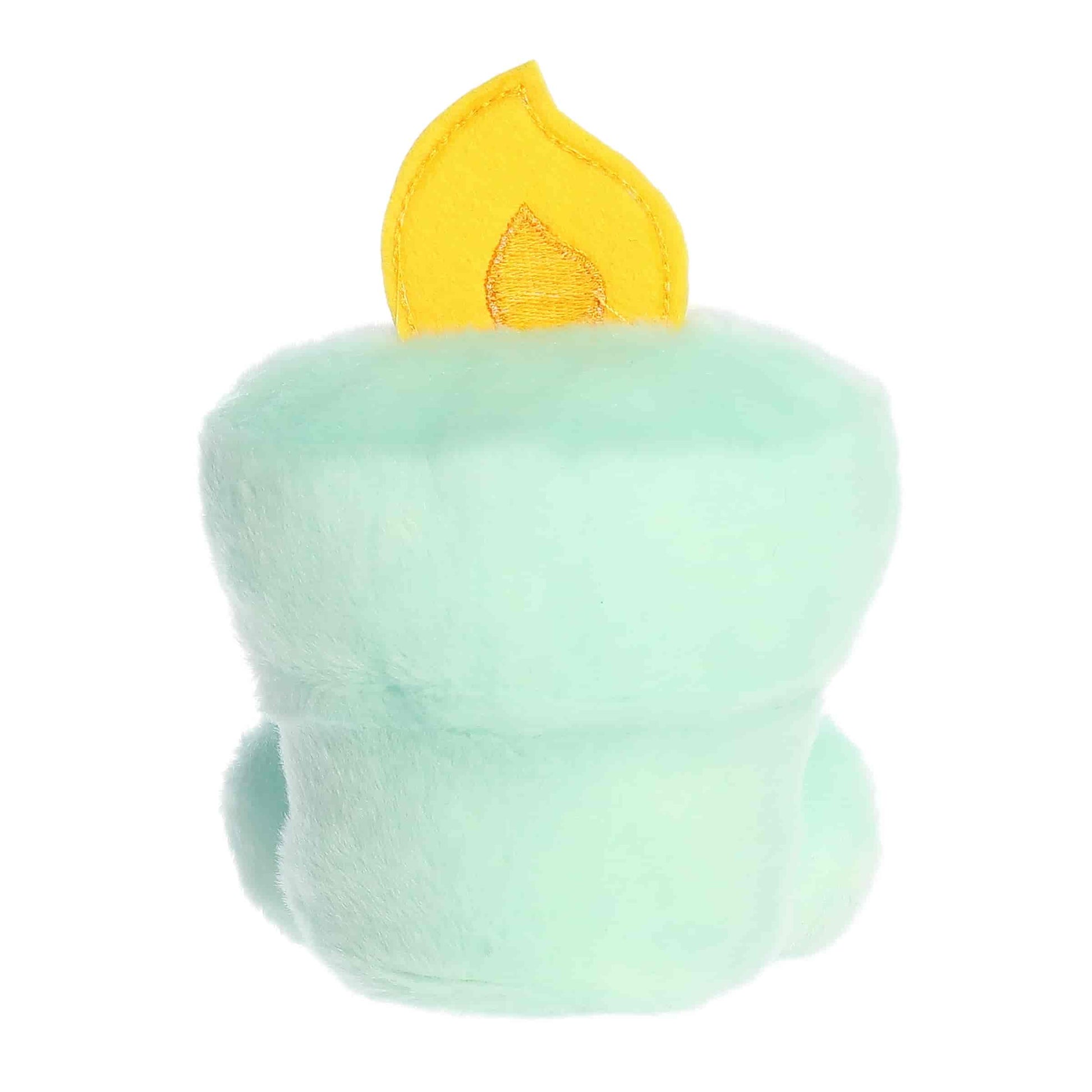 Back view of the cuddly mint blue Palm Pals patriotic torch stuffed toy.