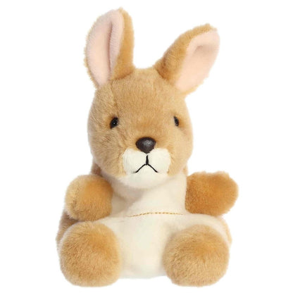 Straight-on front view of the soft brown Palm Pals kangaroo stuffed animal featuring tall ears and a light belly.