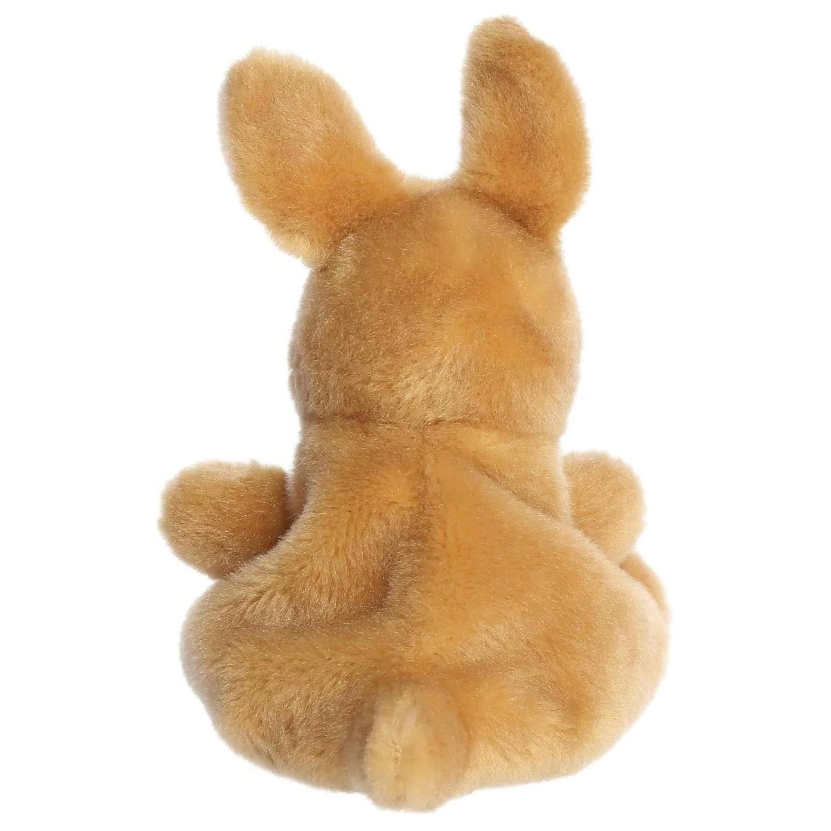 Back view of the cuddly brown Palm Pals kangaroo stuffed toy showing its tail and tall ears.