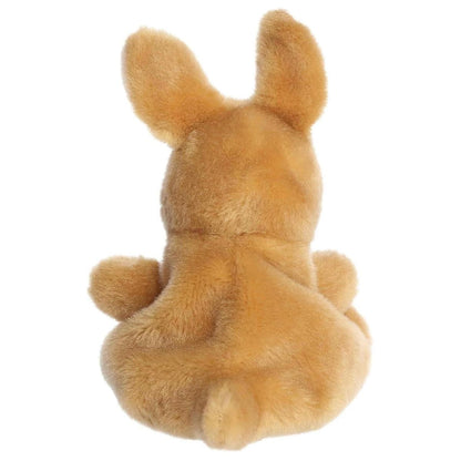 Back view of the cuddly brown Palm Pals kangaroo stuffed toy showing its tail and tall ears.