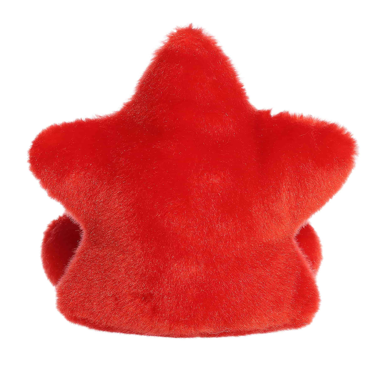 Back view of the Aurora star plush showcasing its bright, solid red ultra-soft plush texture.