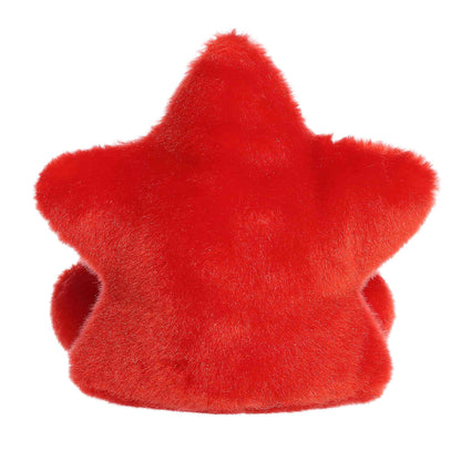 Back view of the Aurora star plush showcasing its bright, solid red ultra-soft plush texture.