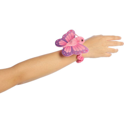 The Aurora Wrist Flingers Blush Butterfly displayed on its official pink and white retail packaging card.