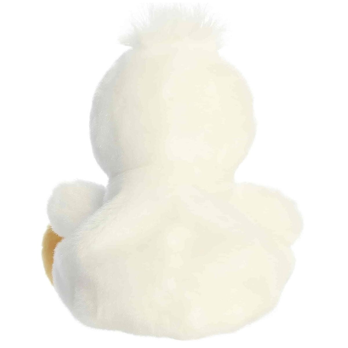 Back view of the white pelican plush highlighting his soft texture and small fluffy tail.