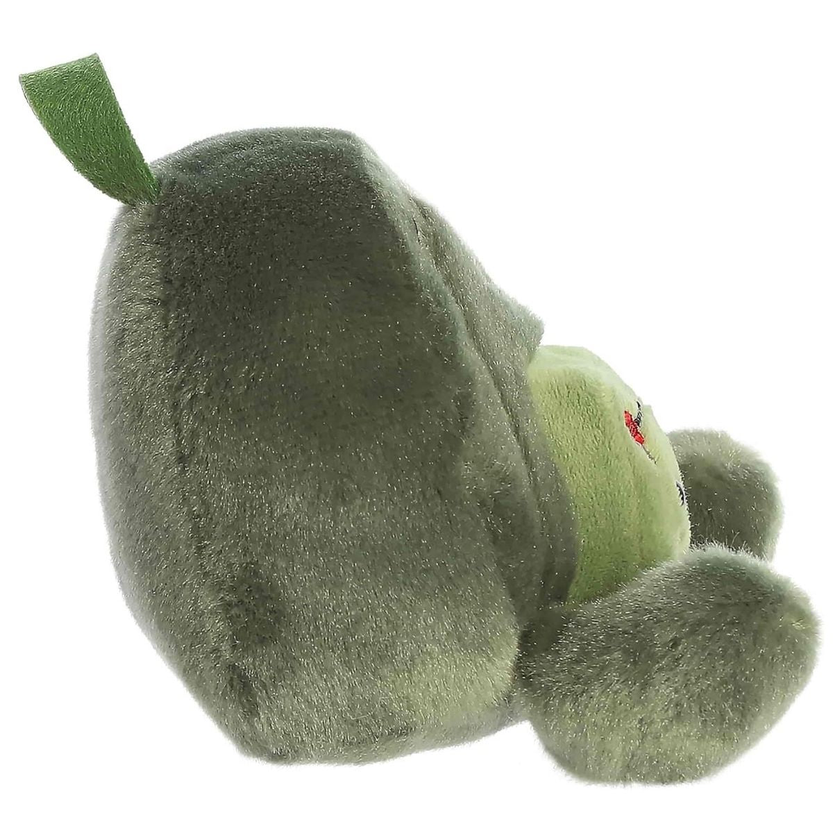 Side angle of the Rainier Backpack toy showing its rounded shape and little green feet.