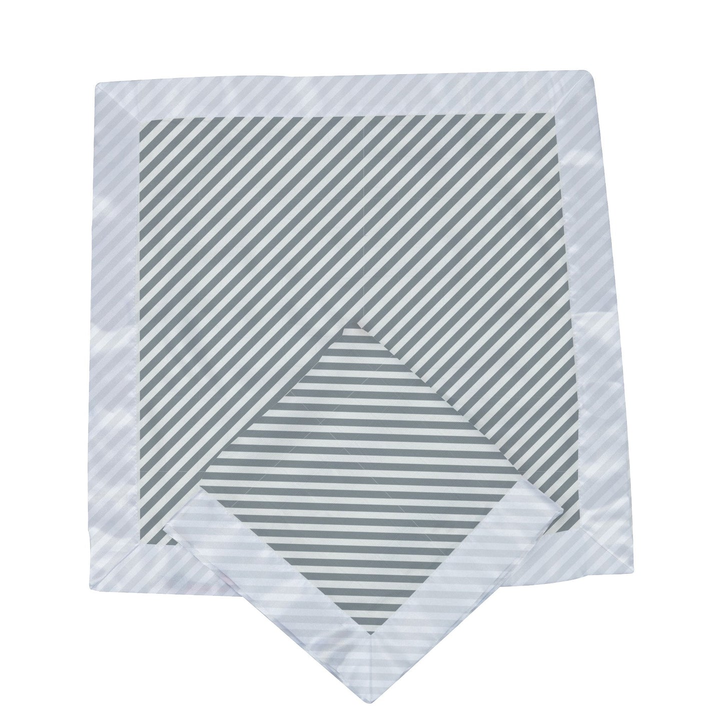 A single Finley Stripe bamboo security blanket folded to showcase the diagonal pattern and silky satin border.