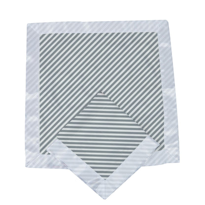 A single Finley Stripe bamboo security blanket folded to showcase the diagonal pattern and silky satin border.