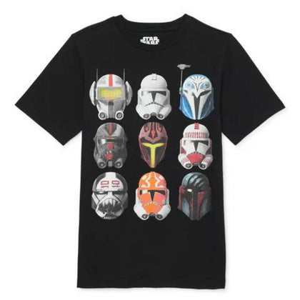 Star Wars Clone Wars Short Sleeve Boys Shirt, Helmets Sizes 4-18