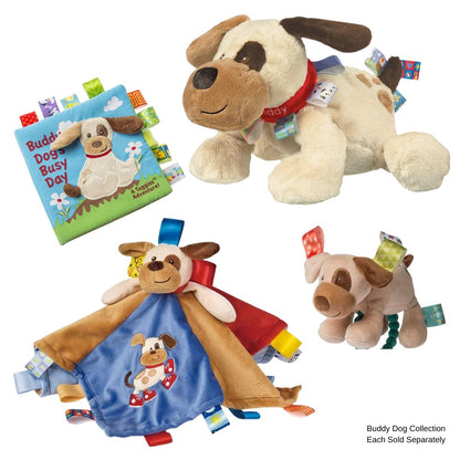 View of the secure hook-and-loop closure on the Mary Meyer Buddy Dog sensory cloth book.