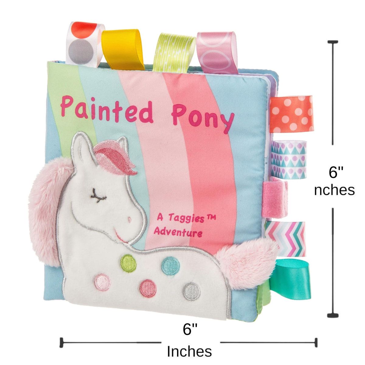 View of the secure hook-and-loop closure on the Mary Meyer Painted Pony sensory cloth book.